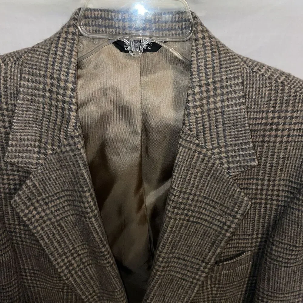 Orvis Men’s Dress Blazer Size 42L Gray Houndstooth Plaid Going Out Party